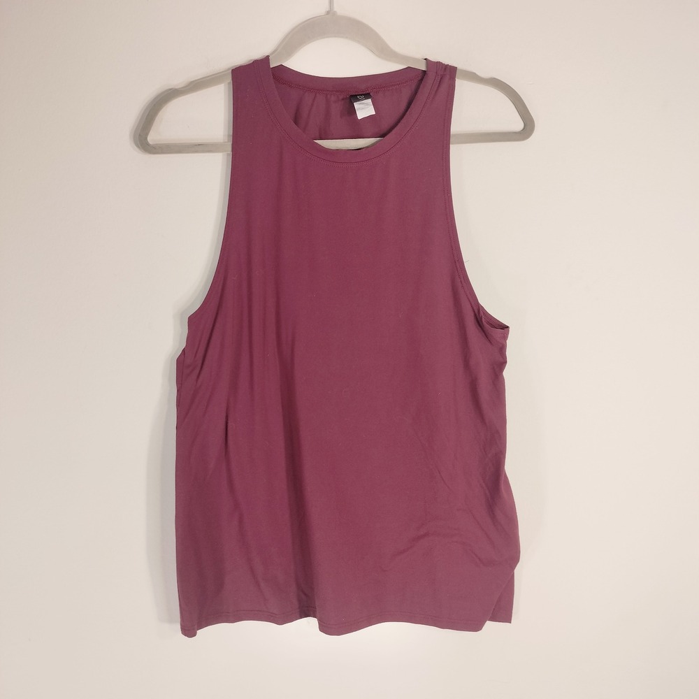 Savvi Maroon Tank Top; High Neck Racerback Athletic Stretch